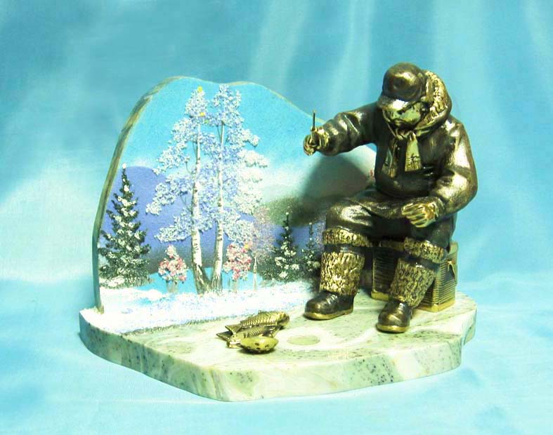 Статуэтка "Рыбак зимний" ( насыпная картина )